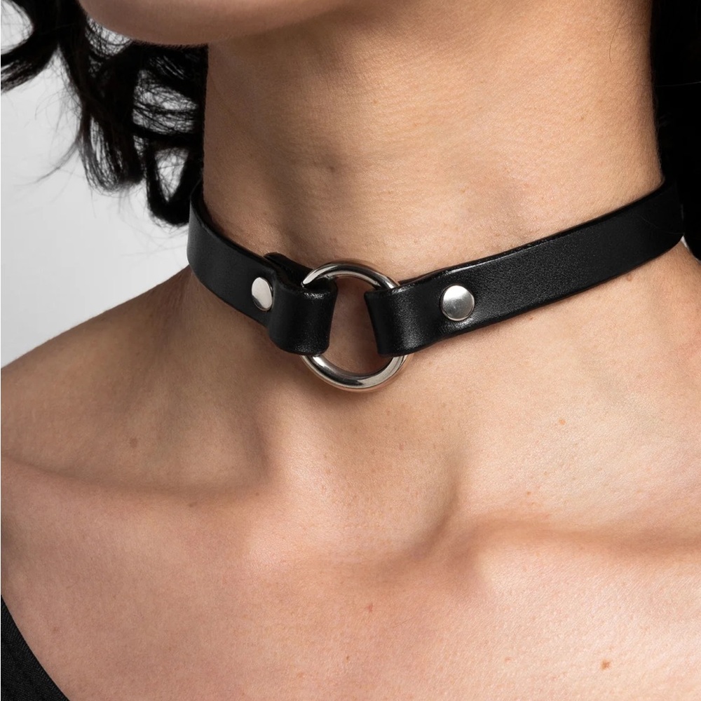 Zana Bayne Signature Black Leather Choker Necklace